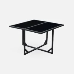 Table De Jardin Encastrable Résine Tressée 4 Chaises Couleur : Noir -Sweeek wk4cubebk 2988996907a308f2e3ac1df1c90bb0e7