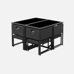 Salon De Jardin Encastrable Résine Tressée 4 Chaises, 4 Poufs Couleur : Noir / Ecru 10 Salon De Jardin Encastrable Résine Tressée 4 Chaises, 4 Poufs Couleur : Noir / Ecru -Sweeek wk4cubepfbk b80d6078cb05df4bd11f71fc83d244c1