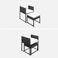 Salon De Jardin Encastrable Résine Tressée 4 Chaises, 4 Poufs Couleur : Noir / Ecru 11 Salon De Jardin Encastrable Résine Tressée 4 Chaises, 4 Poufs Couleur : Noir / Ecru -Sweeek wk4cubepfbk cf5a4973cfb06b422c0ff65ec25f232b