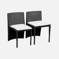Table De Jardin Encastable Résine Tressée, 2 Chaises Couleur : Noir / Ecru -Sweeek wk64o2bk cd9f693e9f12afb043dea769f3ca6af3