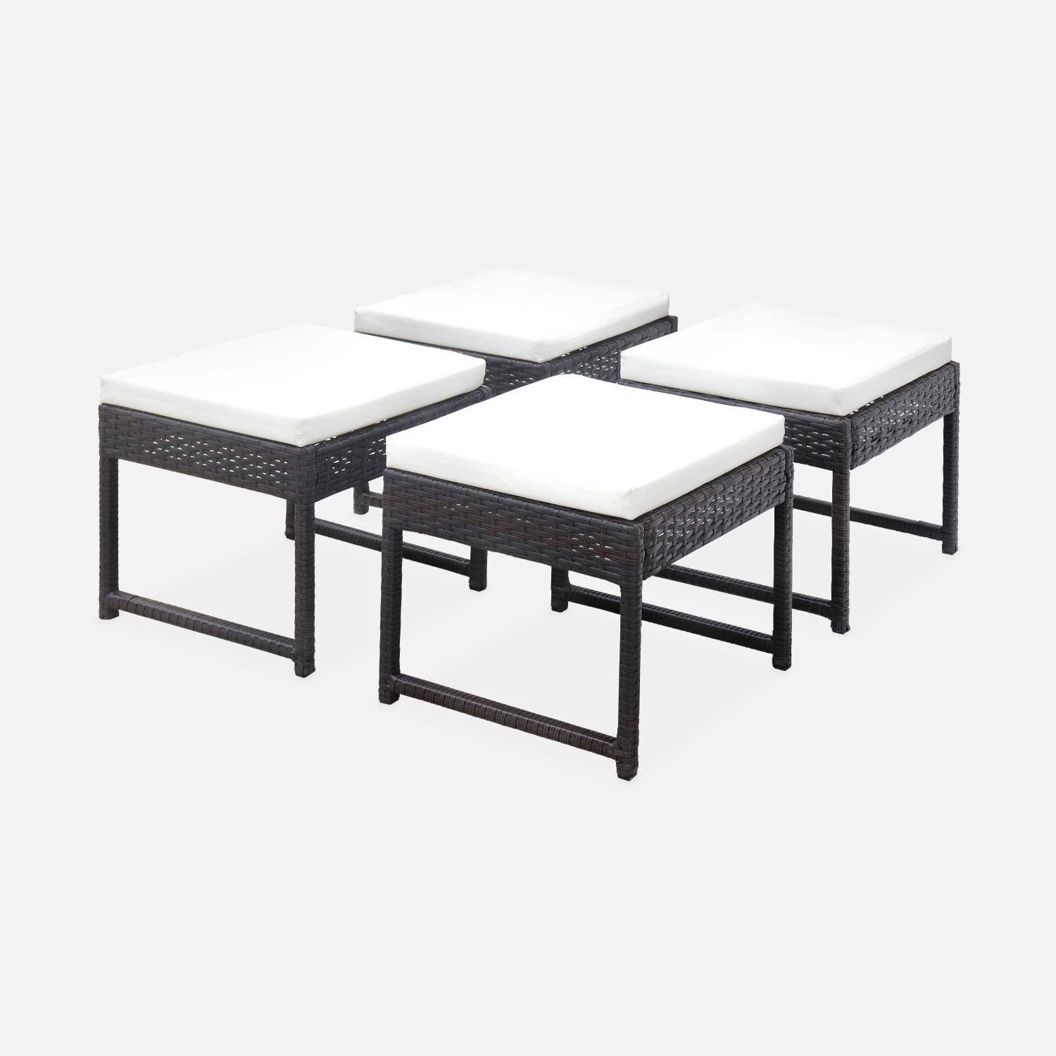 Lot De 4 Poufs Pour Table De Jardin Couleur : Marron / Ecru 3 Lot De 4 Poufs Pour Table De Jardin Couleur : Marron / Ecru