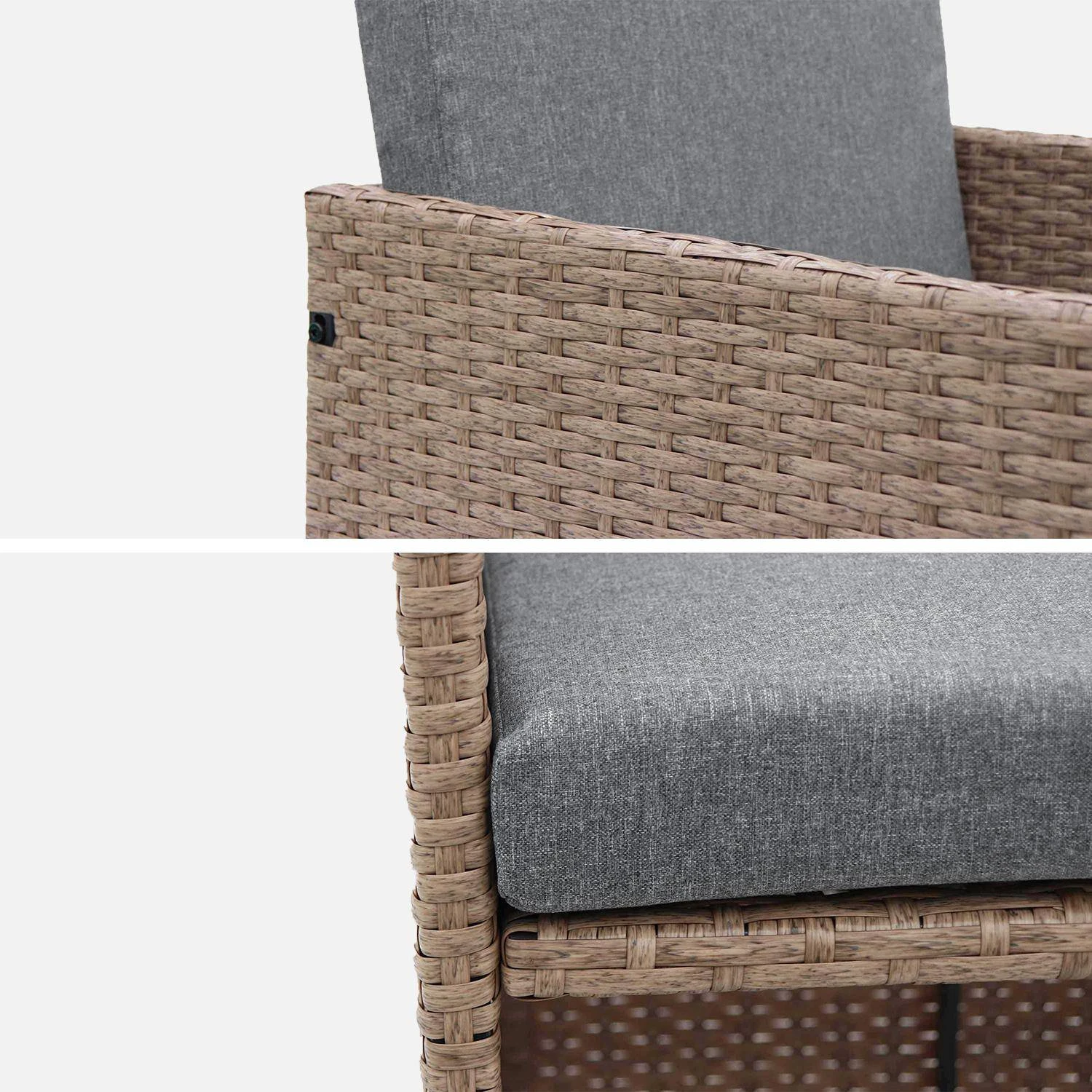 Table De Jardin Encastrable Résine, 10 Fauteuils Couleur : Beige / Gris Chiné 6 Table De Jardin Encastrable Résine, 10 Fauteuils Couleur : Beige / Gris Chiné – Image 4