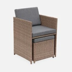 Table De Jardin Encastrable Résine, 10 Fauteuils Couleur : Beige / Gris Chiné 13 Table De Jardin Encastrable Résine, 10 Fauteuils Couleur : Beige / Gris Chiné -Sweeek wkdgcube10ntgy ef67885b4e6c6fec462a1aad8a6f5507