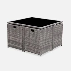 Table De Jardin Encastrable Résine Tressée, 8 Fauteuils Couleur : Nuances De Gris / Gris Chiné -Sweeek wkdgcube8mxgy 3f71b60932d8e955f7791841088acbe9