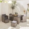 Table De Jardin Encastrable Résine Tressée, 8 Fauteuils Couleur : Nuances De Gris / Gris Chiné -Sweeek wkdgcube8mxgy 9fb5089a9174024a629f9b458a468697