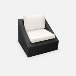 Salon De Jardin Triangle Résine Tressée 2 Places Couleur : Noir / Ecru -Sweeek wktrianglebk 7bf39ff930ded704688d3d4cf22d053b