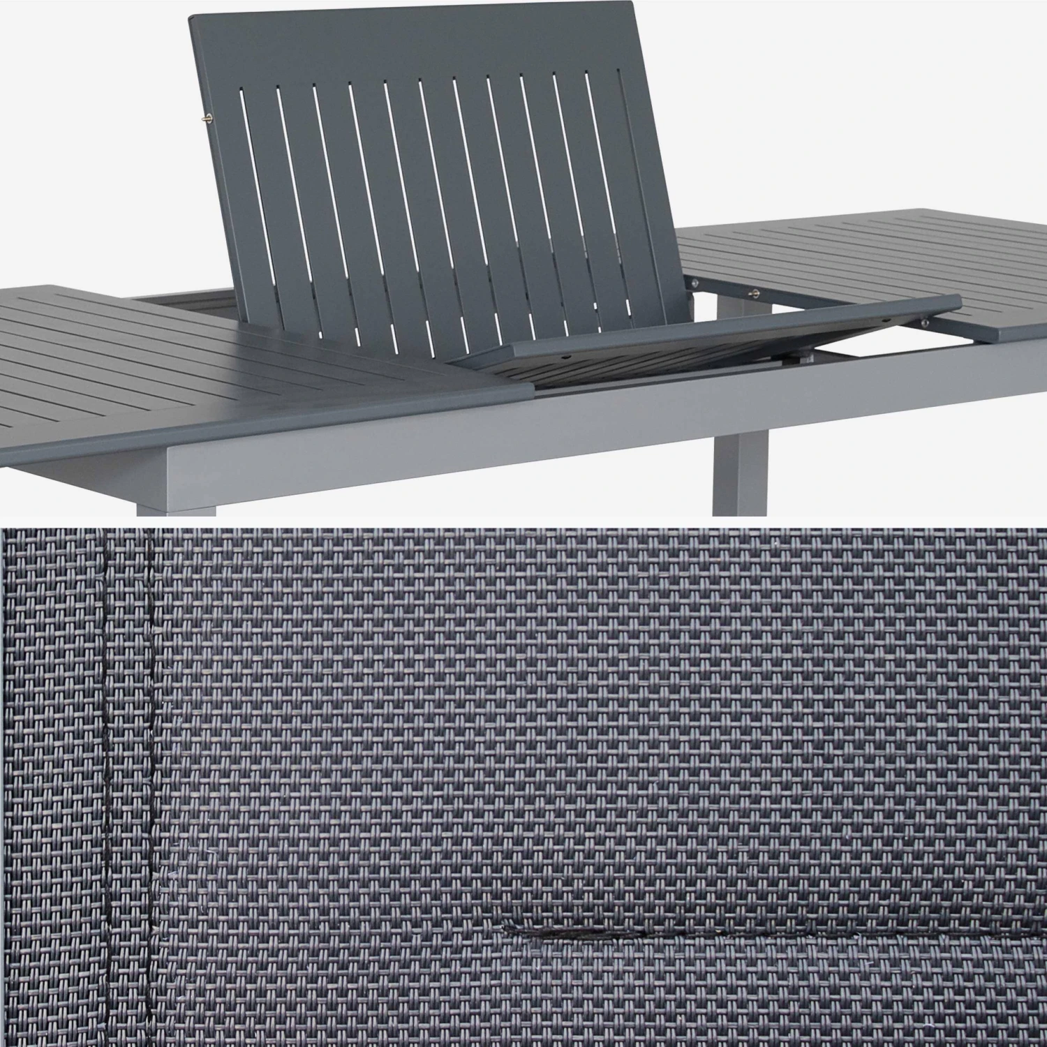 Table De Jardin Extensible Aluminium, 8 Chaises Couleur : Gris / Gris Foncé 8 Table De Jardin Extensible Aluminium, 8 Chaises Couleur : Gris / Gris Foncé – Image 6