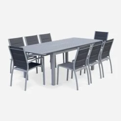 Table De Jardin Extensible Aluminium 8 Places Couleur : Gris -Sweeek xtsaf245tblat 5826fed821dbda8ec3f91791dc8c6e0c