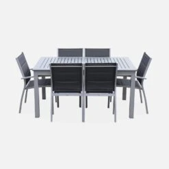 Table De Jardin Extensible Aluminium, 6 Chaises Couleur : Gris / Gris Foncé -Sweeek xtsafm210r6at 0afa6fb1263686a02258fa736c7eaebc
