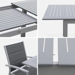 Table De Jardin Extensible Aluminium, 6 Chaises Couleur : Gris / Gris Foncé -Sweeek xtsafm210r6at 807e046bcb5765ab554ff9e1a5bbbd9c