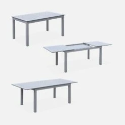Table De Jardin Extensible Aluminium, 6 Chaises Couleur : Gris / Gris Foncé -Sweeek xtsafm210r6at cf6bb665c1fbd5745416d300811408fc